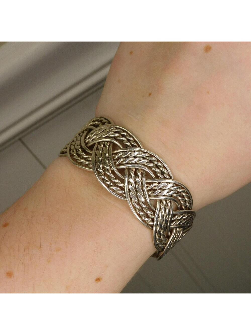Vintage Silver Braided Bangle Bracelet  Cuff Bracelet